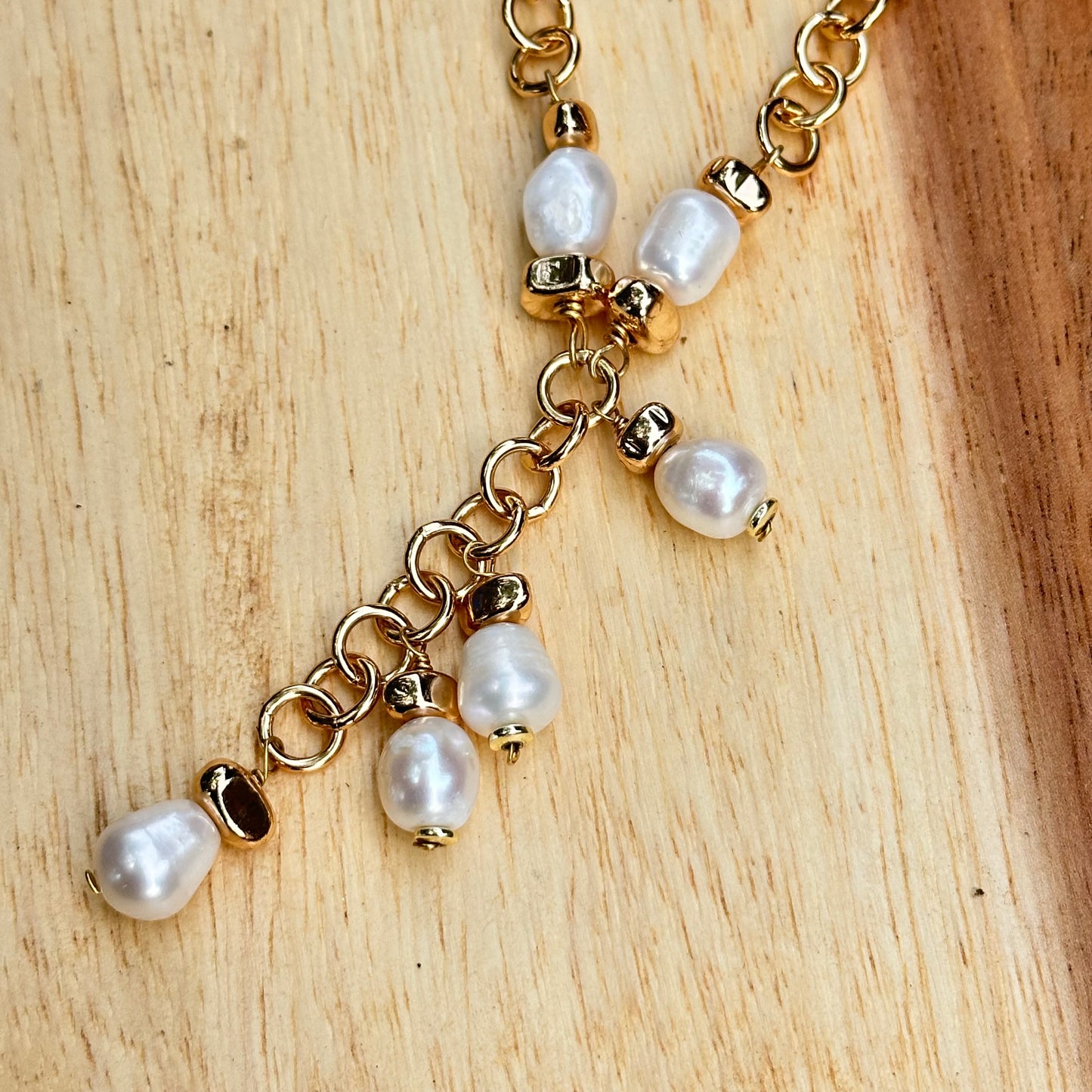 Gold Pearl Drop Necklace