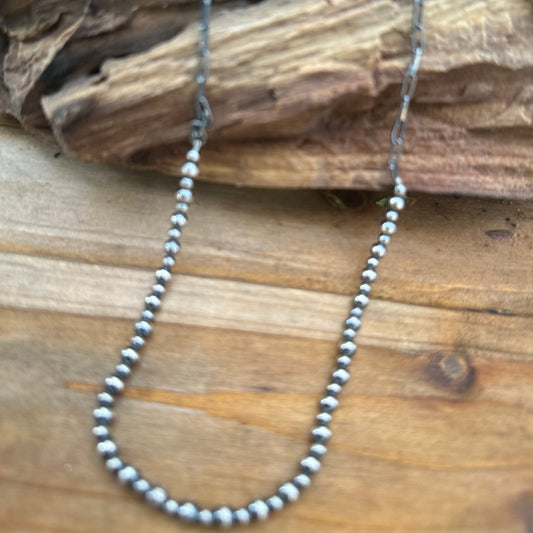 N0644 Navajo Pearls Oxidized Necklace (18"-20")