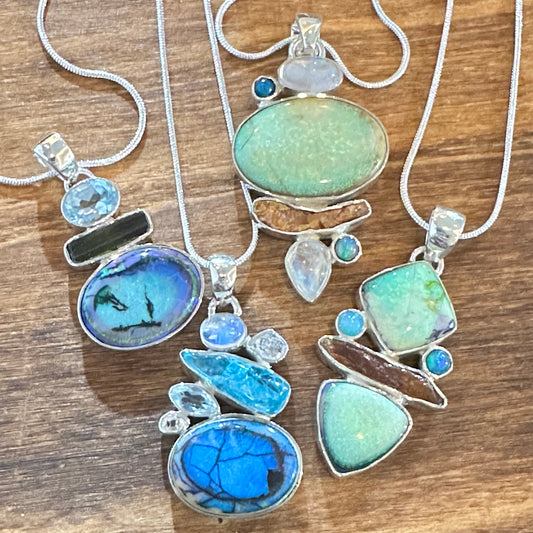 Opal Orange Kyanite Pendant Necklace 2”