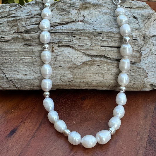 Cultured Pearl & Sterling Silver Necklace
