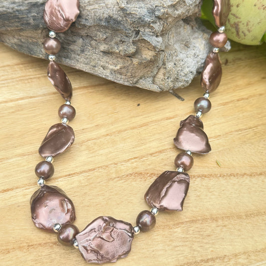 Chocolate Baroque Pearl Necklace