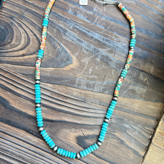 Spiny Oyster Turquoise Navajo Pearl Necklace (18"-20")