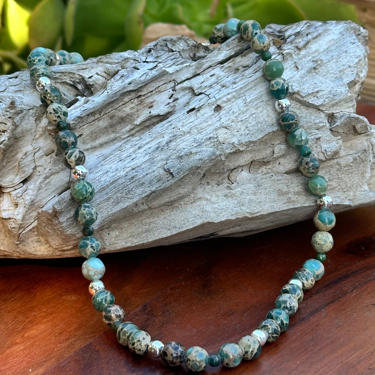 Sea Sediment Jasper Sterling Necklace (18-20")