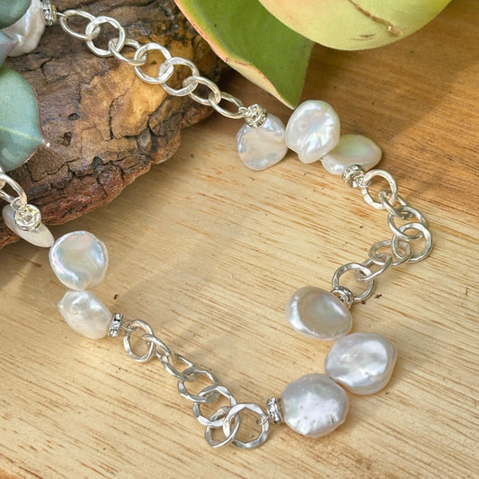 Baroque Pearl Butterfly Sterling Necklace (20"-22")