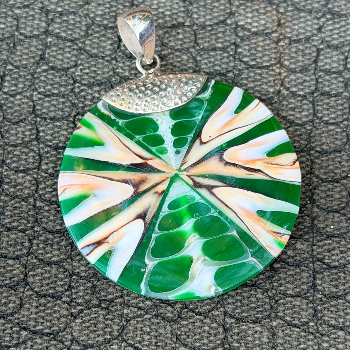 Sale - 2" Shell Resin Sterling Silver on 18" Sterling Silver Chain
