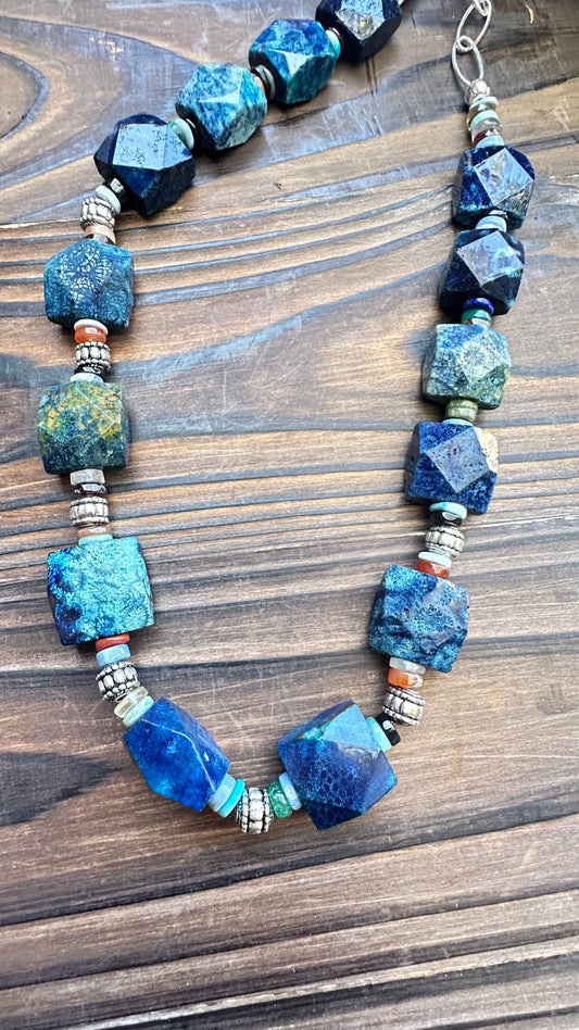 Aruzite Flourite Statement Necklace (22"-24")