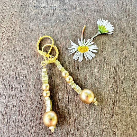 Gold Filled Hematite Earrings