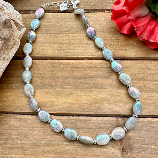 N0858  Labradorite Sterling Necklace (18”-20”)