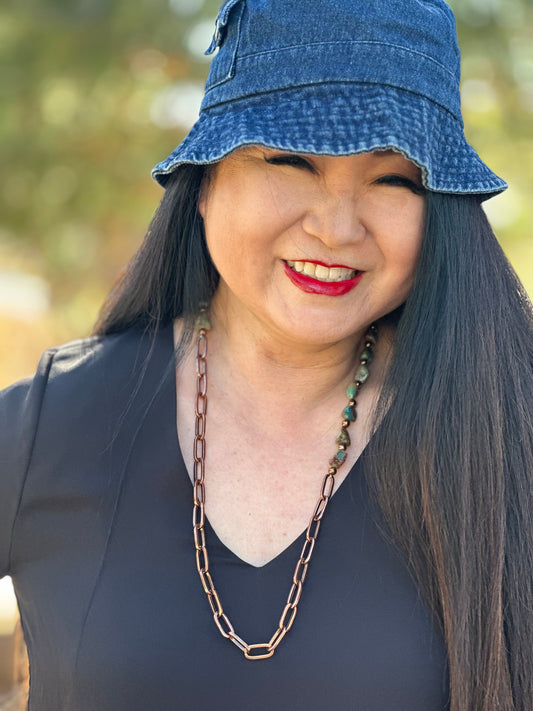 N0717. Copper Turquoise Necklace (24”)