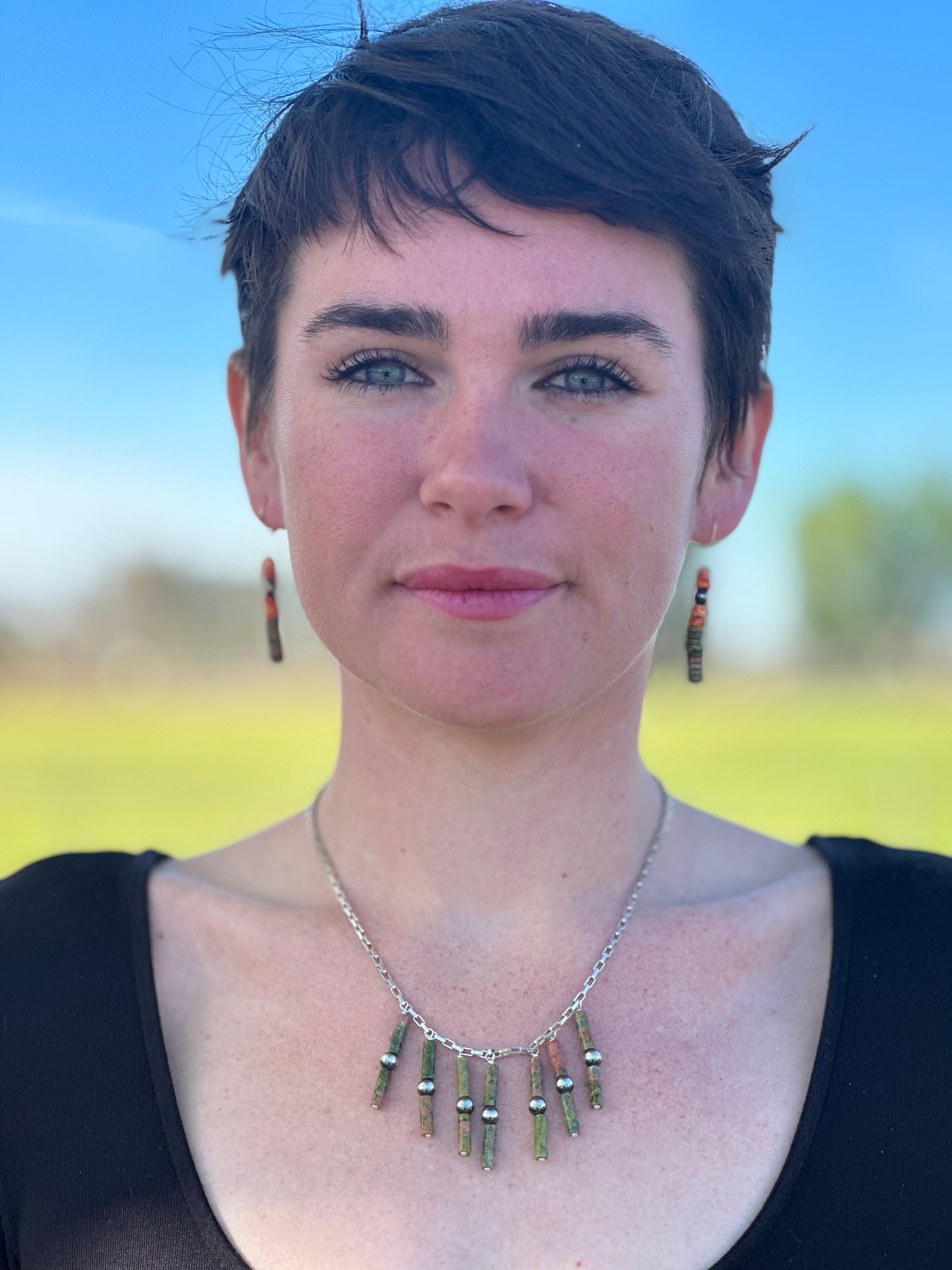 Navajo Pearl Unakite Necklace 18”-20”