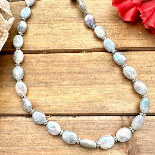 N0858  Labradorite Sterling Necklace (18”-20”)