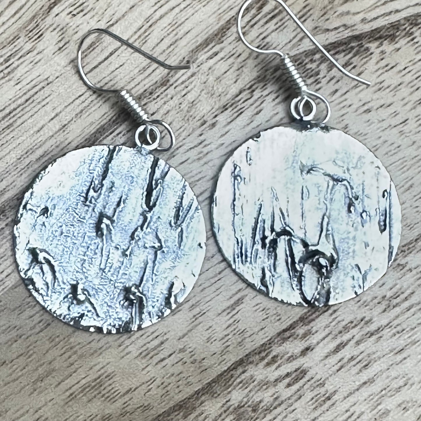 Taxco Textured Sterling Silver Circle Earrings 2.2”
