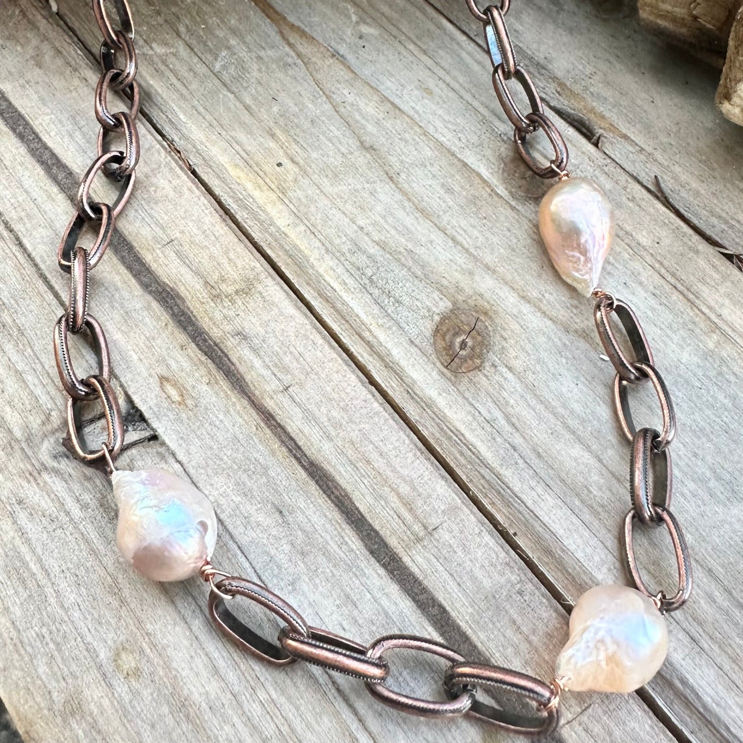N0715 Copper Pearl Necklace (24”)