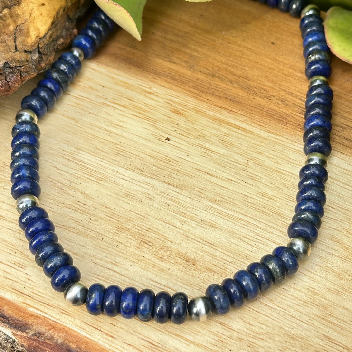 Navajo Pearl Lapis Necklace 18”-20”