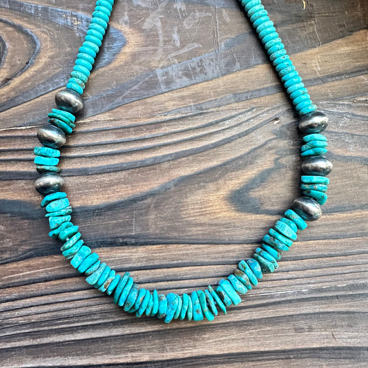 Turquoise Navajo Pearl Statement Necklace  (22"-24")