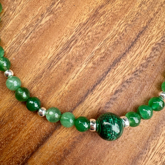 N0938   Malachite and Chrysoprase Necklaces (18"-20")