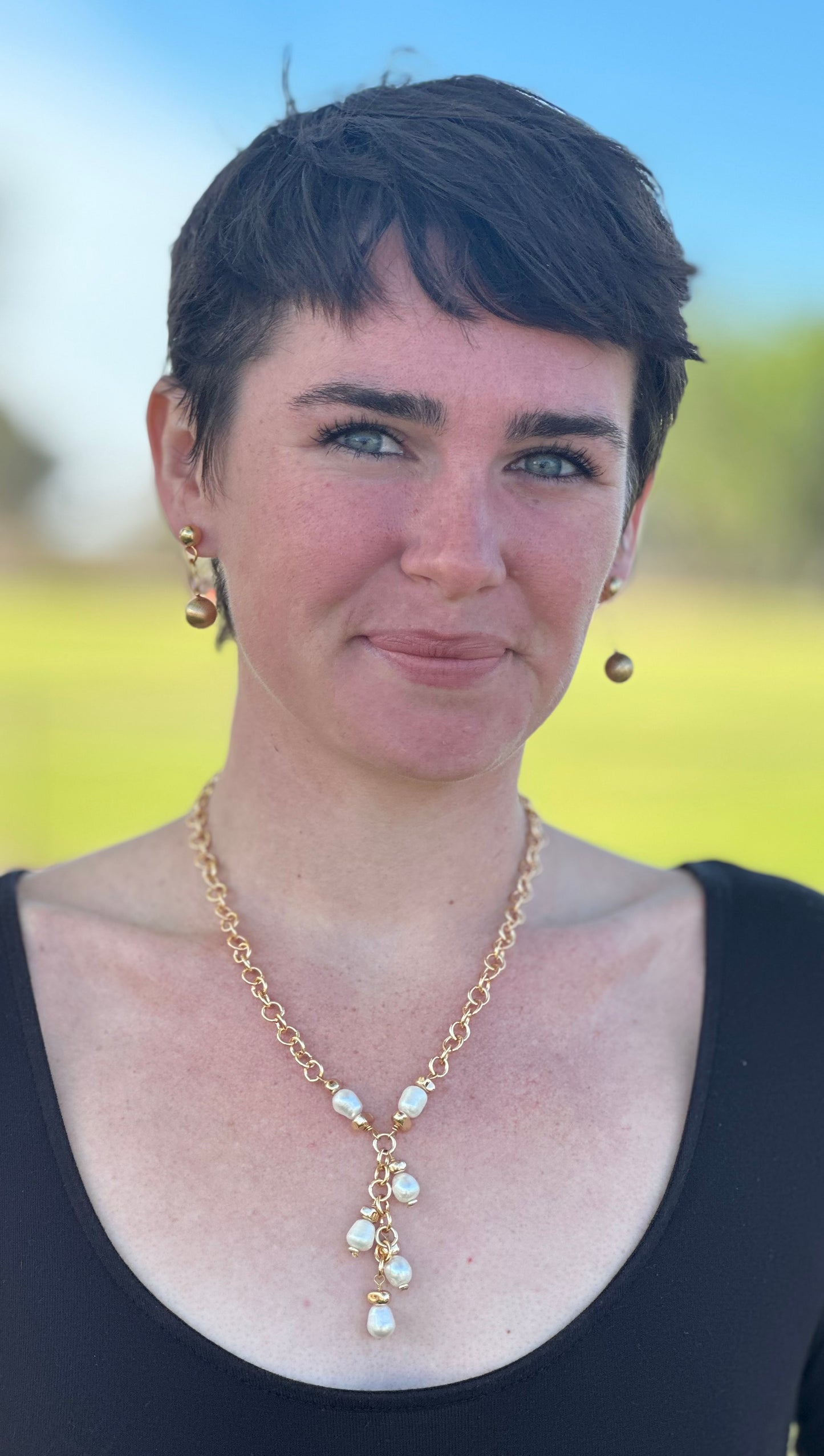 Gold Pearl Drop Necklace