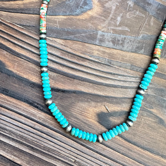 Spiny Oyster Turquoise Navajo Pearl Necklace (18"-20")