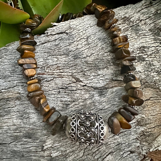 N0922  Tiger Eye Statement Necklace (18”-20”)