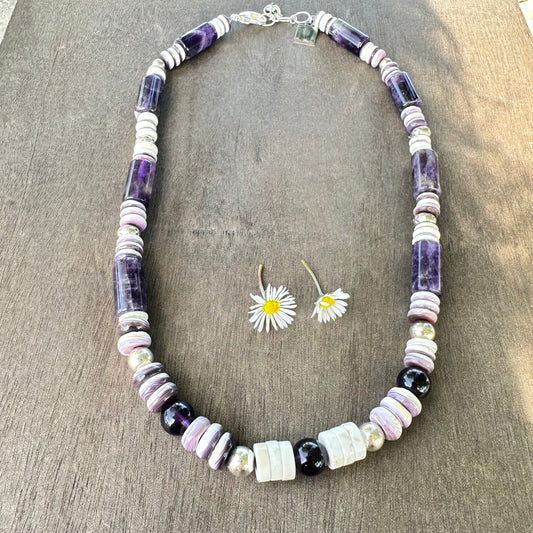 Amethyst Navajo Pearl Shell Necklace
