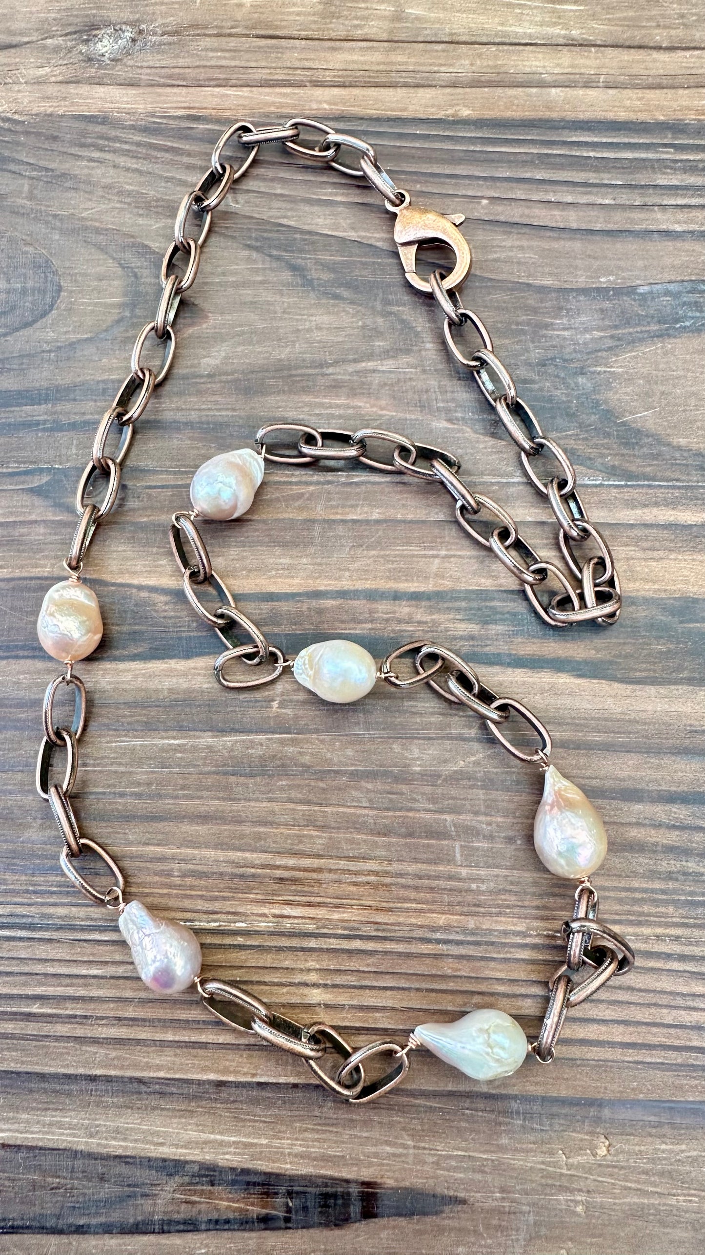 N0715 Copper Pearl Necklace (24”)