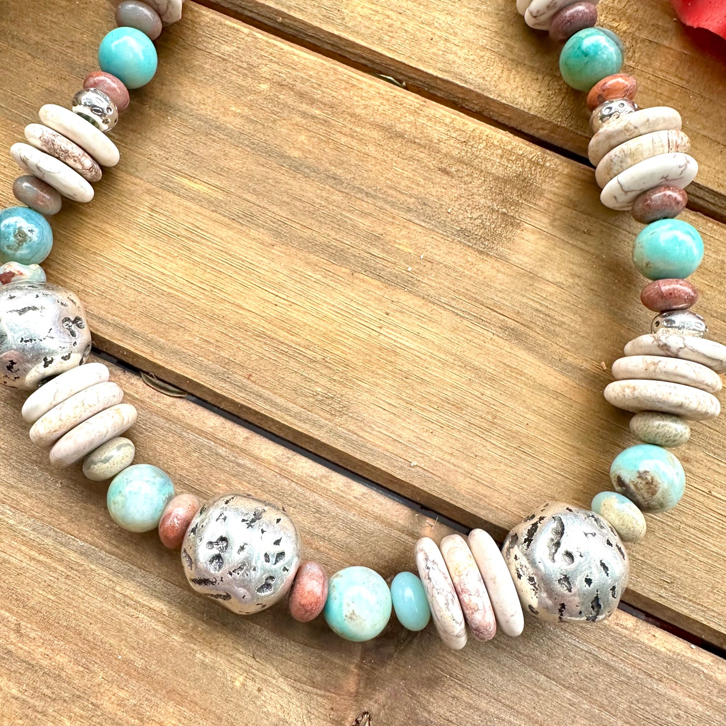 N0857 Turquoise Pearl Sterling Necklace (20”-22”)