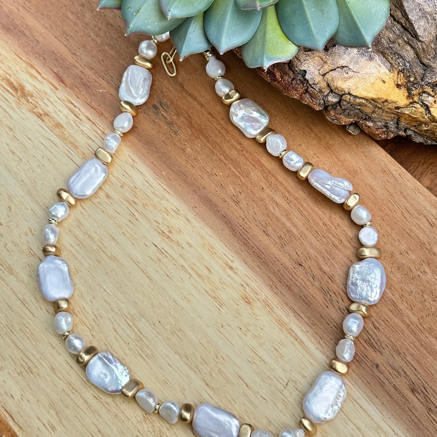 Gold Pearl Statement Necklace