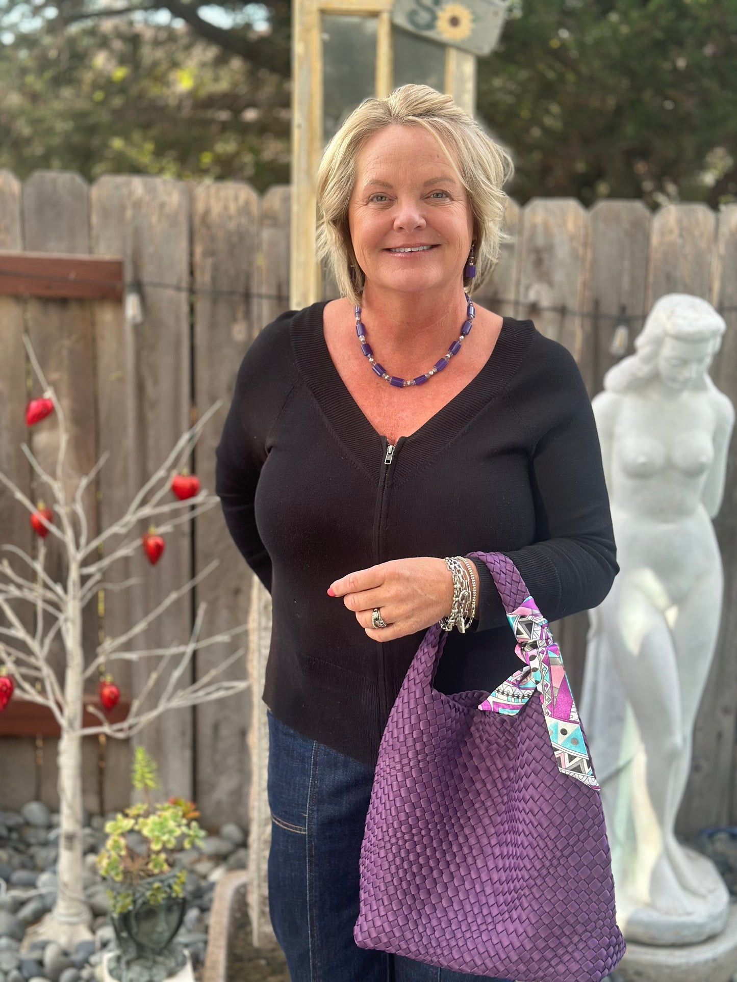 Purple Agate Fluorite Sterling Necklace