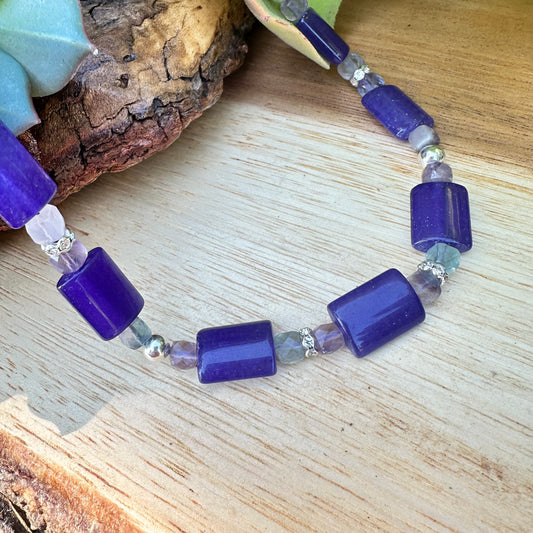 Purple Agate Fluorite Sterling Necklace