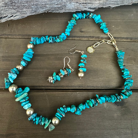 N0919  Turquoise Gold Necklace (18”-20”)