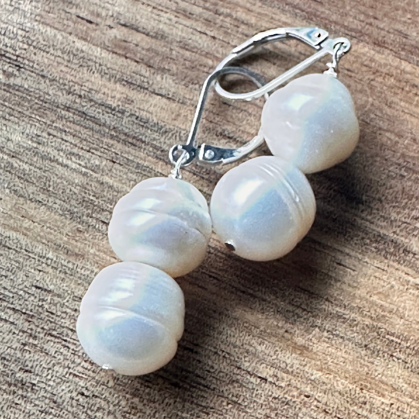 Natural Double Pearl Earrings (1.6”)