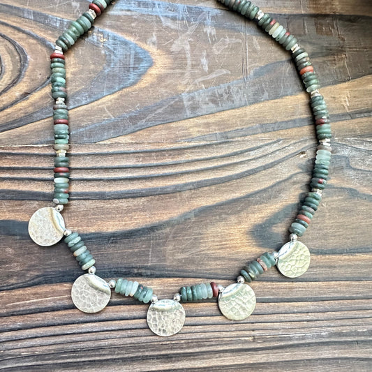 Jasper Sterling Silver Necklace (18”-20”)