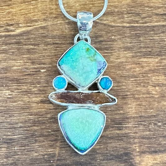 Opal Orange Kyanite Pendant Necklace 2”