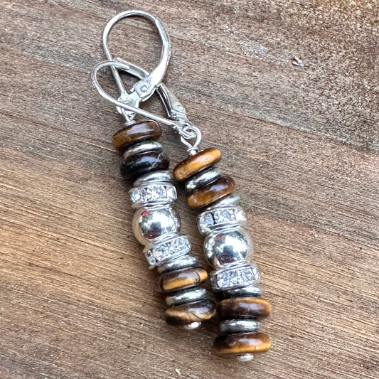 E0697 Tiger Eye Earrings