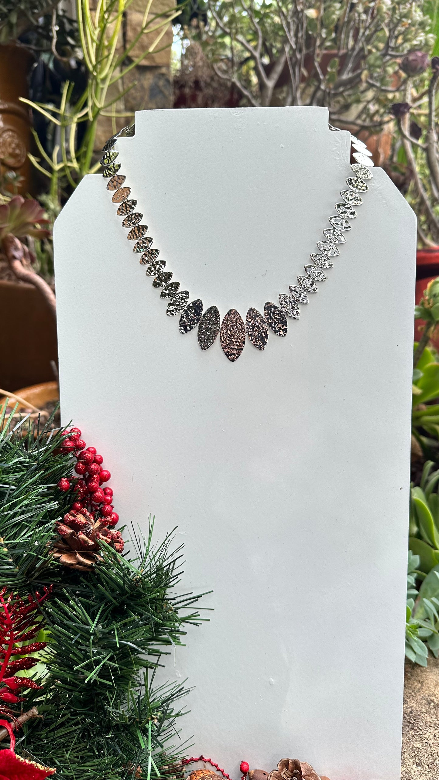 N0588 Hammered Sterling Silver Necklace
