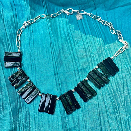 Onyx Sterling Necklace (18”-20”)
