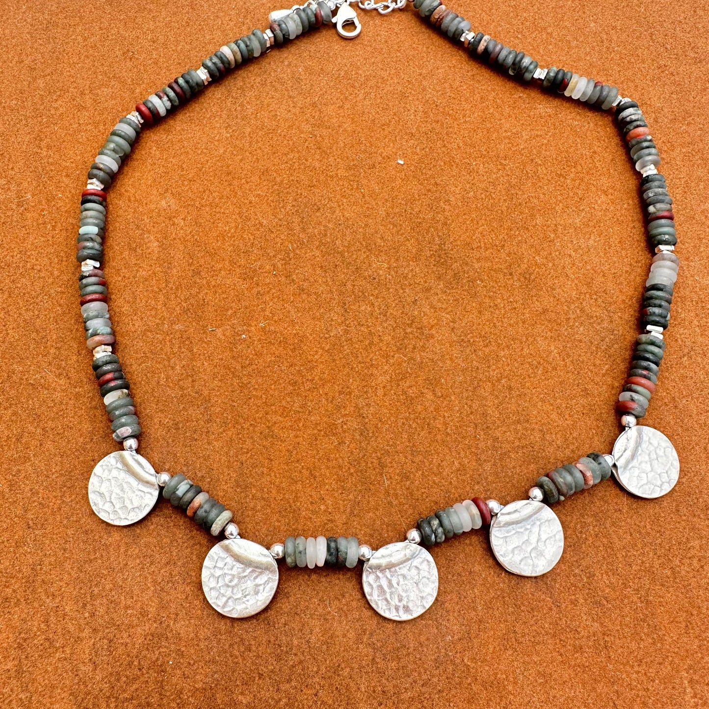 Jasper Sterling Silver Necklace (18”-20”)