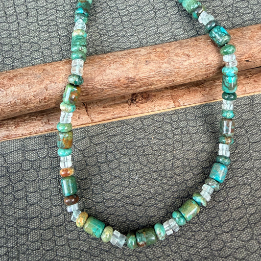 Sale - 18”-20” Turquoise Crystal Sterling Silver Necklace