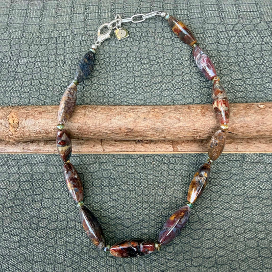 Sale - 18”-20” Pietersite Sterling Silver Necklace