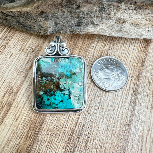 Taxco Turquoise Pendant  1.6” Necklace (18")