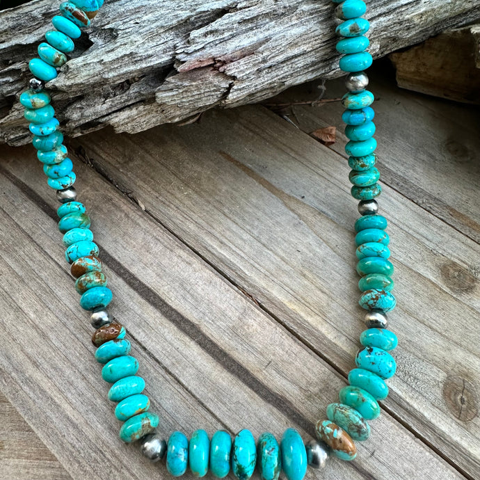 N0733. Turquoise Navajo Pearls Necklace (18”-20”)
