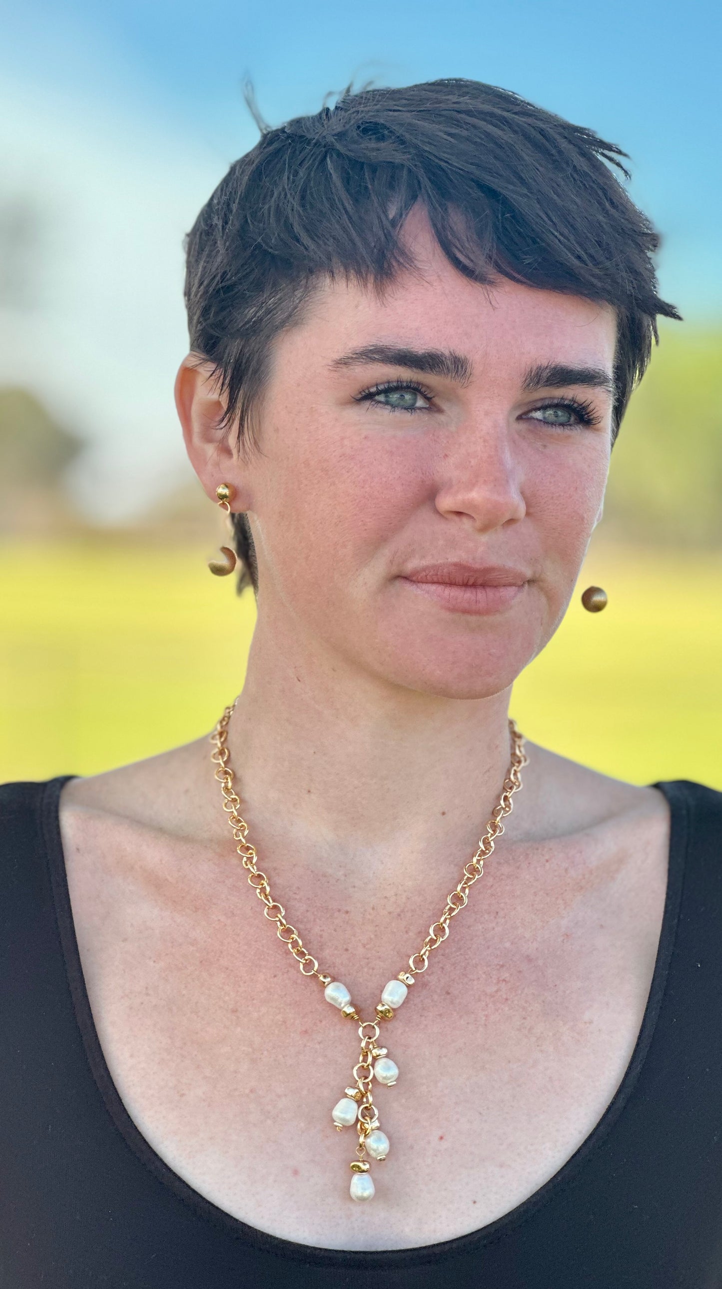 Gold Pearl Drop Necklace