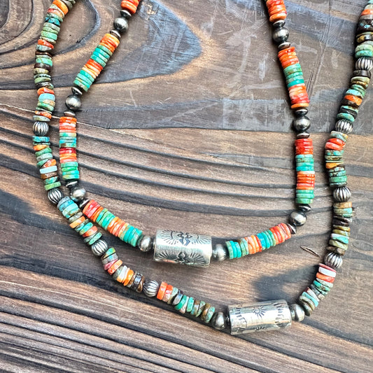 Spiny Oyster Turquoise Navajo Pearl Necklace (18"-20")