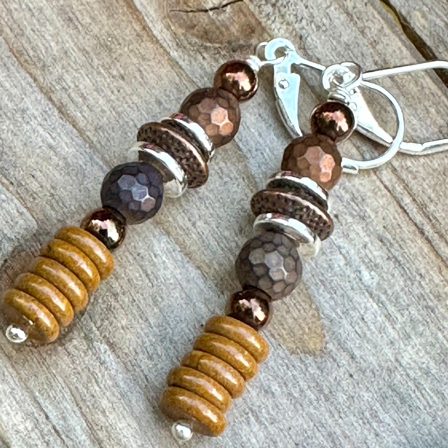 E0657 Jasper Copper Earrings (2.2”)