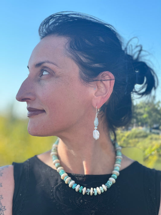 N0831 Turquoise Statement Sterling Necklace (18”-20”)