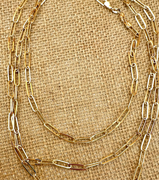 N0936  20” Paperclip 18K Gold Filled Necklace