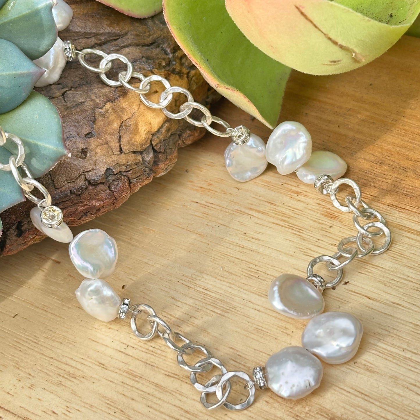 Baroque Pearl Butterfly Sterling Necklace (20"-22")