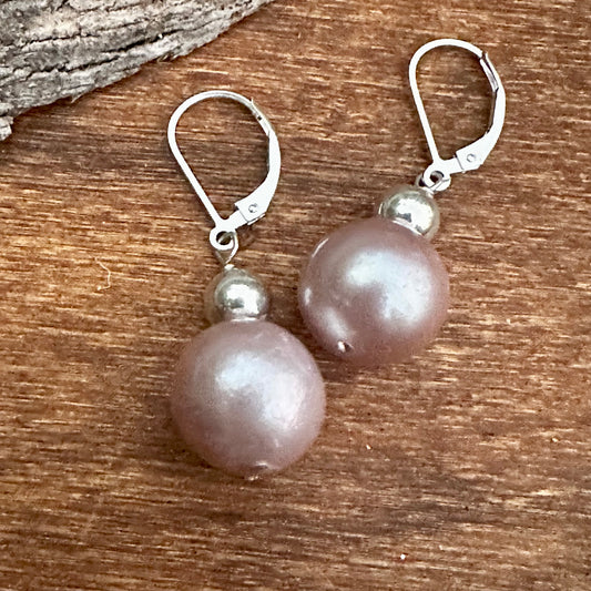 E0724  Pearl Earrings (1.7”)