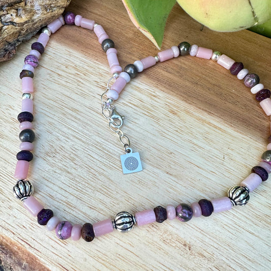 Lepidolite Jasper Sterling Silver Necklace (18"-20")