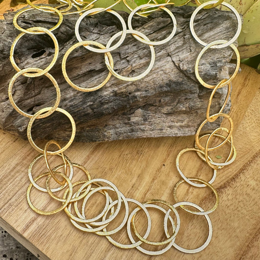 Gold Vermeil Circle Necklace 36”